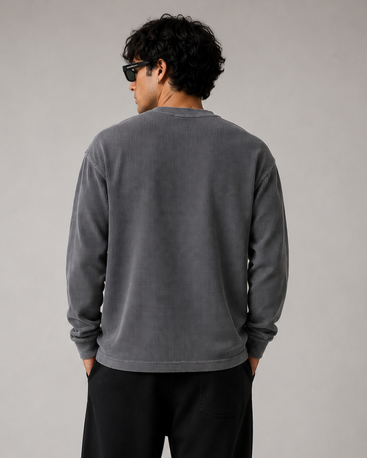 Acidwash Waffle knit Oversize Full Sleeves T-shirt