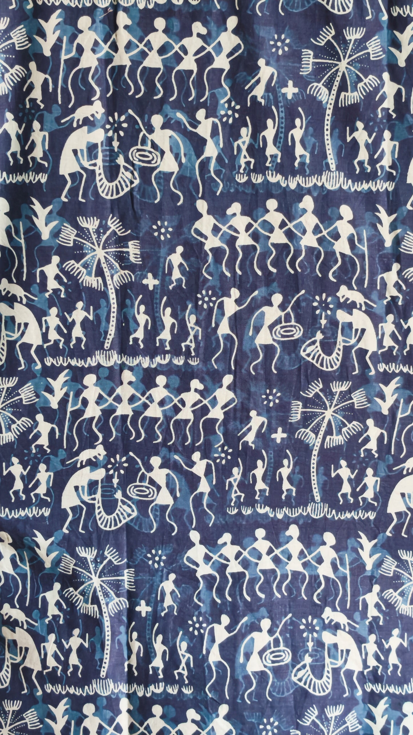 Navy Blue with Warli Art design Printed Men’s Full Sleeves Pure Cotton Shirt
