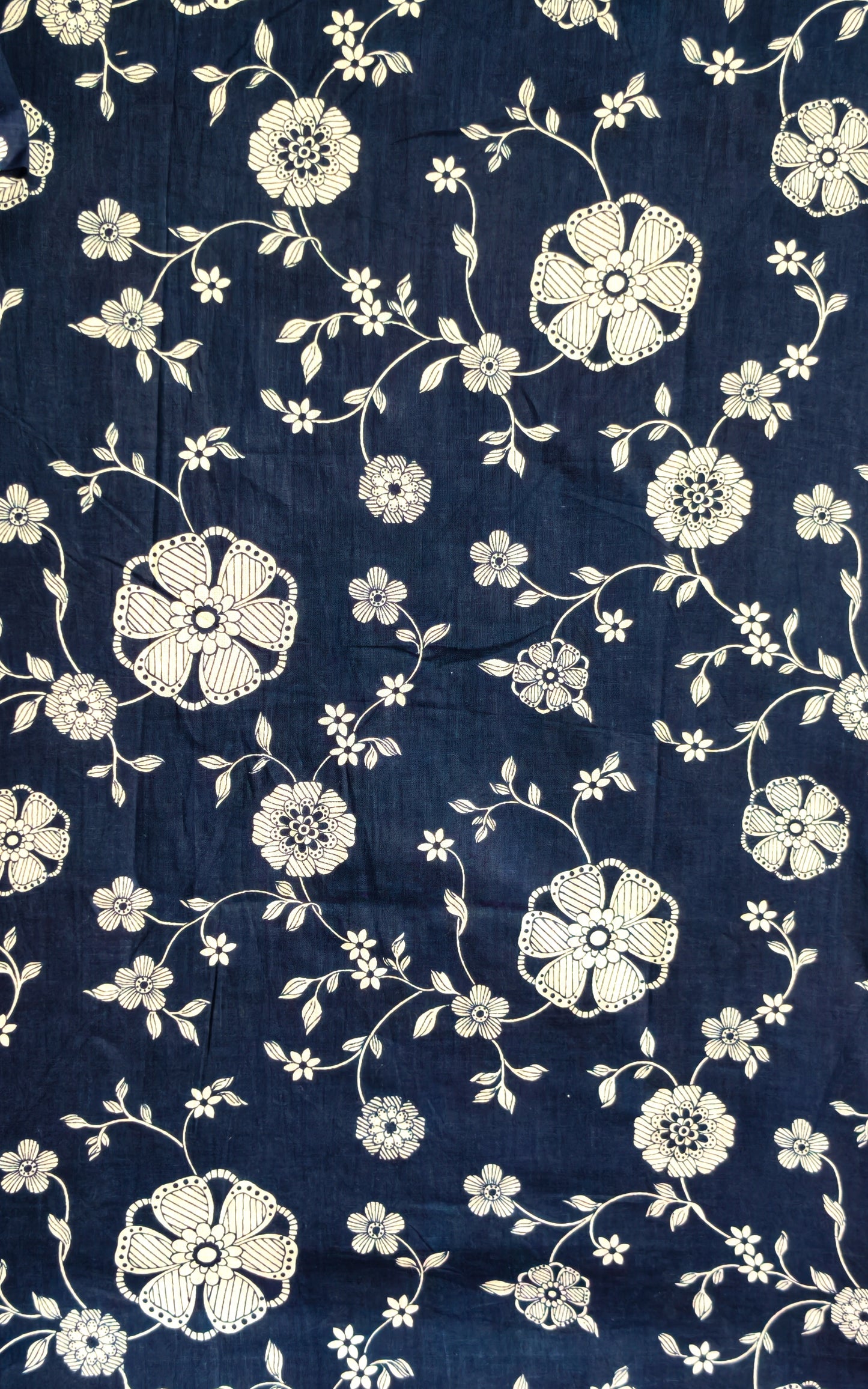 Navy Blue with Floral Design Printed Men’s Half Sleeves Pure Cotton Shirt