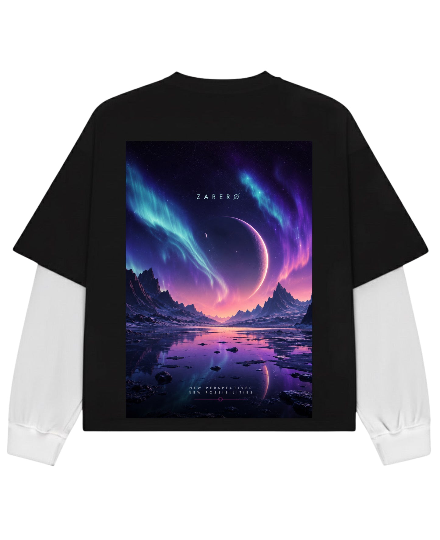 Black With White Sleeve Oversized Tee Back Design