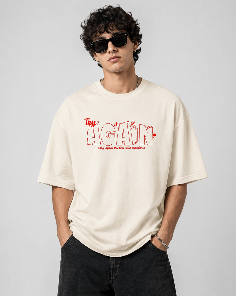Try Again  Cream 100% French terry cotton