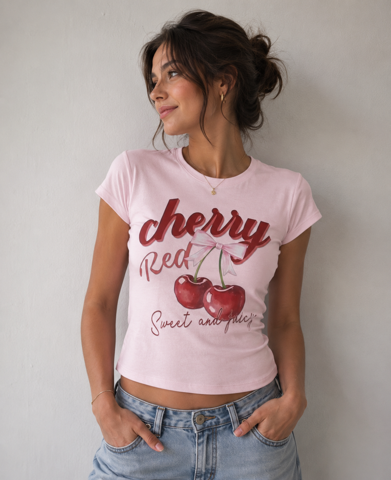 Cherry Baby pink Crop Top