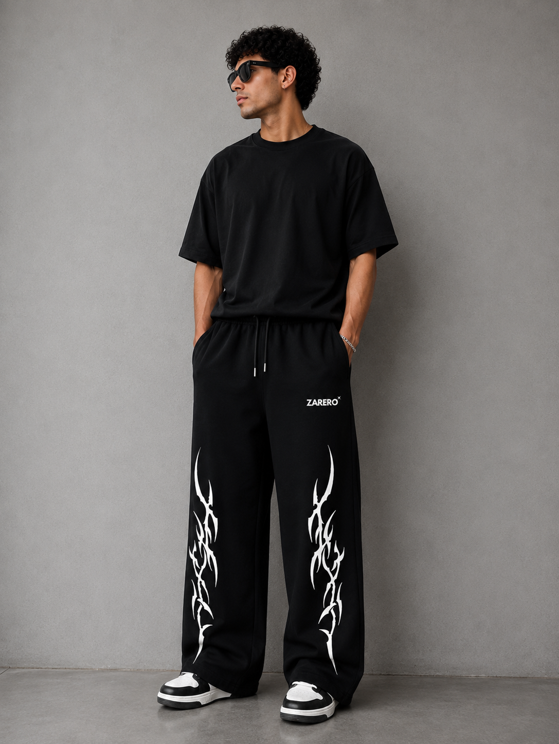 Zarero Loose-Fit  Black Cotton Joggers