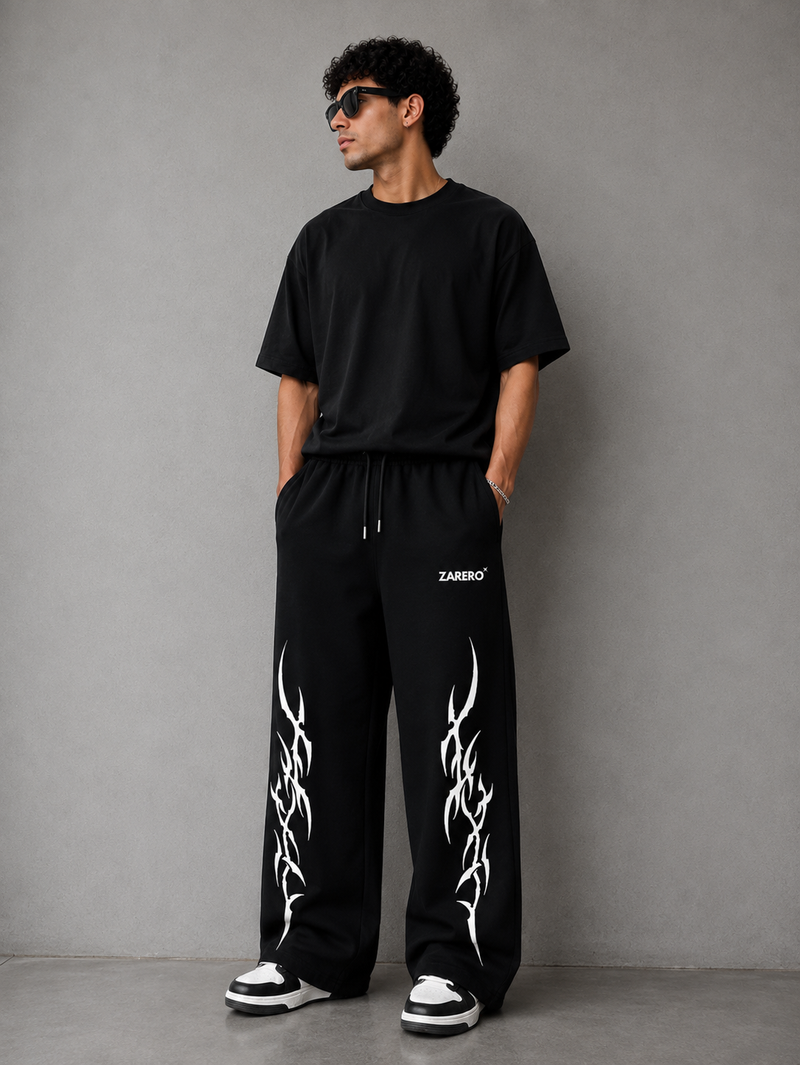 Zarero Loose-Fit  Black Cotton Joggers