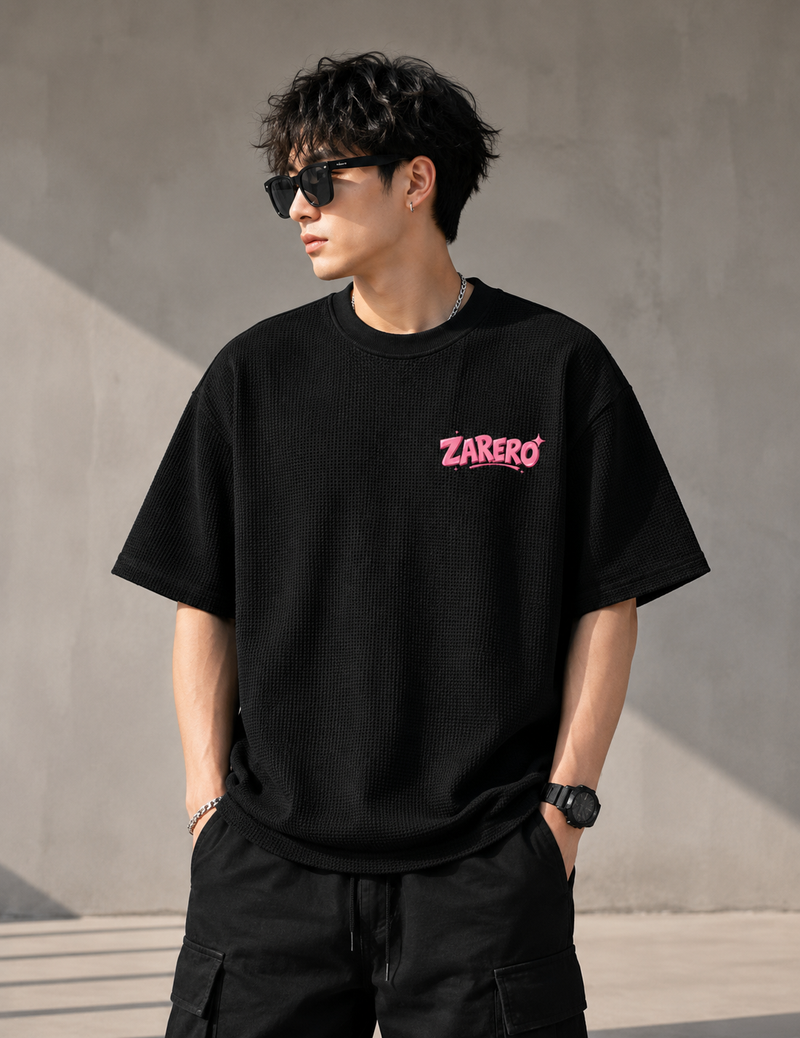 I NEED SPACE Black Waffle Boxy Fit Unisex T-shirt
