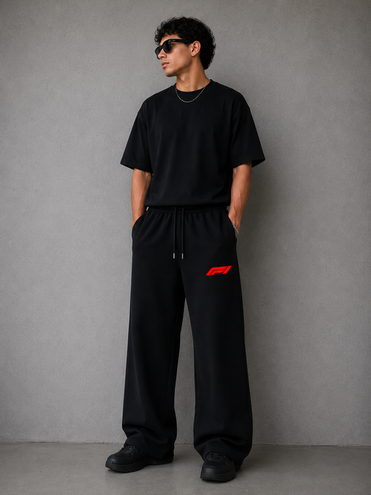 F1 Edition Loose-Fit Black Unisex Cotton Joggers