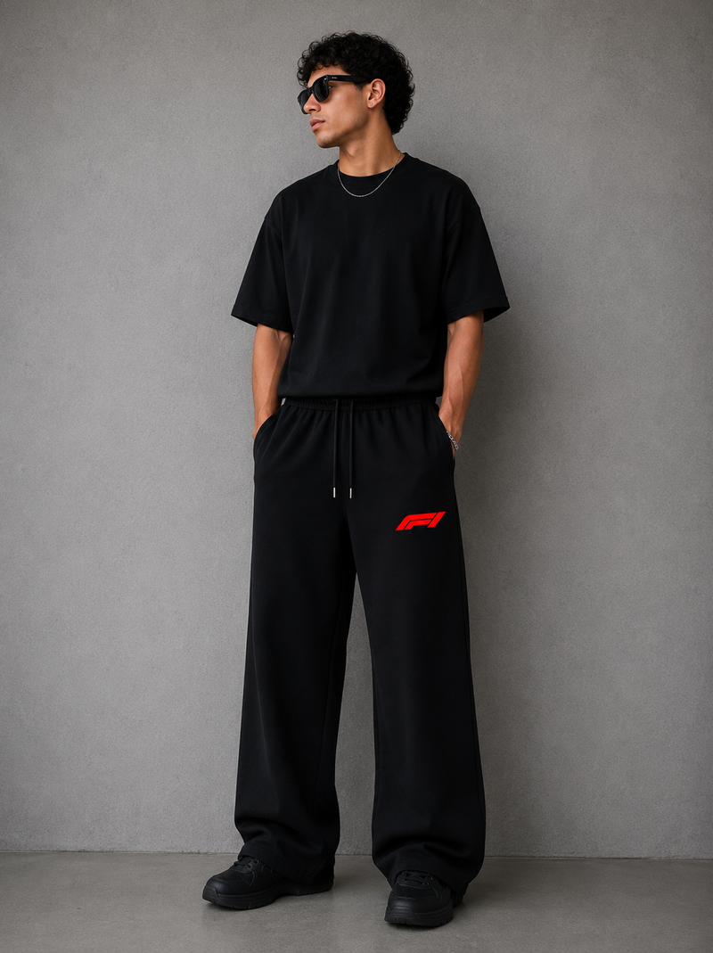 F1 Edition Loose-Fit Black Unisex Cotton Joggers