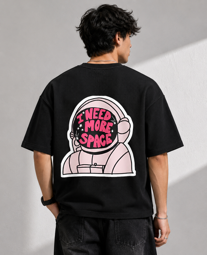 I NEED SPACE Black Waffle Boxy Fit Unisex T-shirt