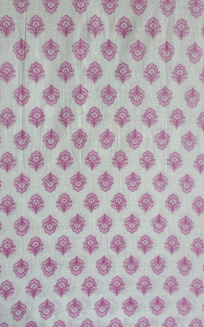 white Flower Motif  Design Printed Men’s Pure Cotton Short Kurta