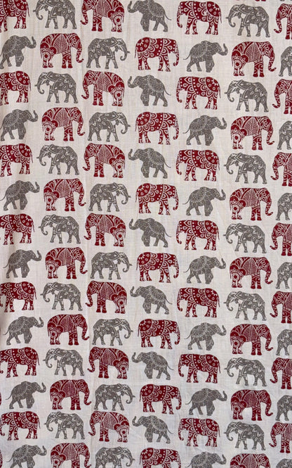 Off White With Elephant Motif  Design Printed Men’s Full Sleeves Pure Cotton Shirt