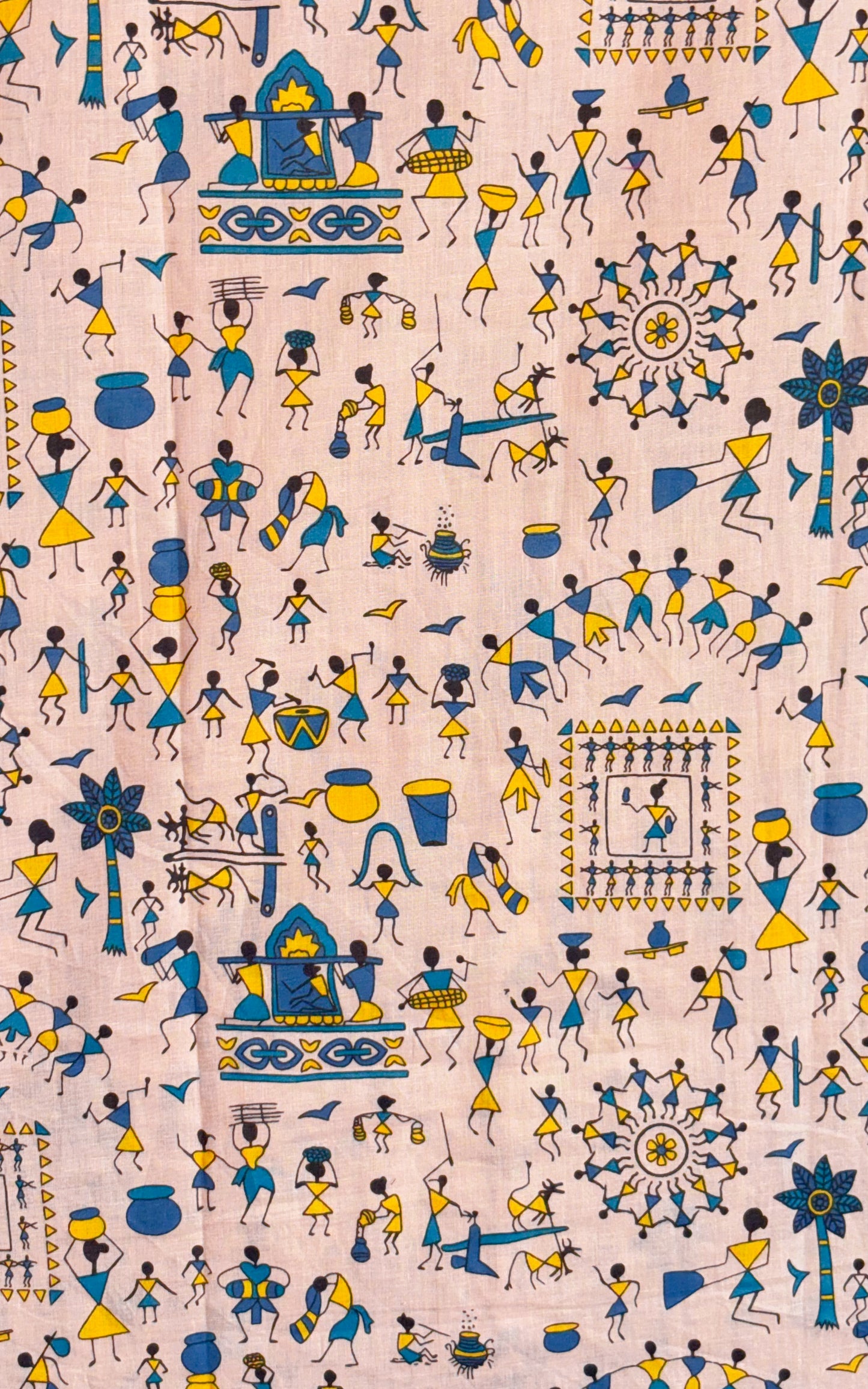 Beige With Warli Art design Printed Men’s Pure Cotton Shirt