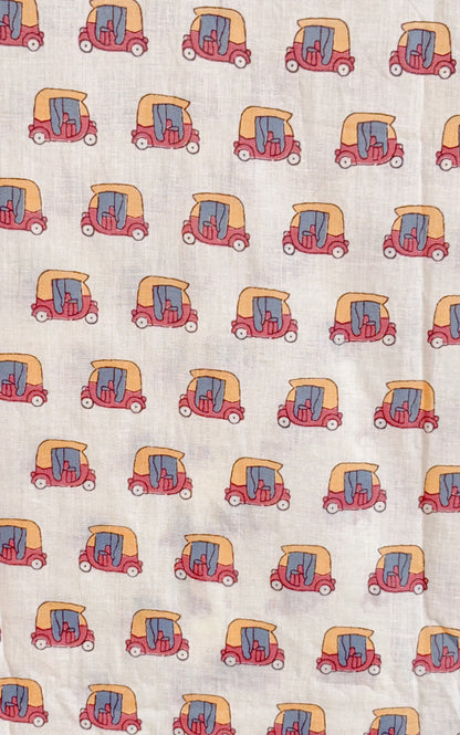 Cream With Vehicle  Motif  Design Printed Men’s Half Sleeves Pure Cotton Shirt
