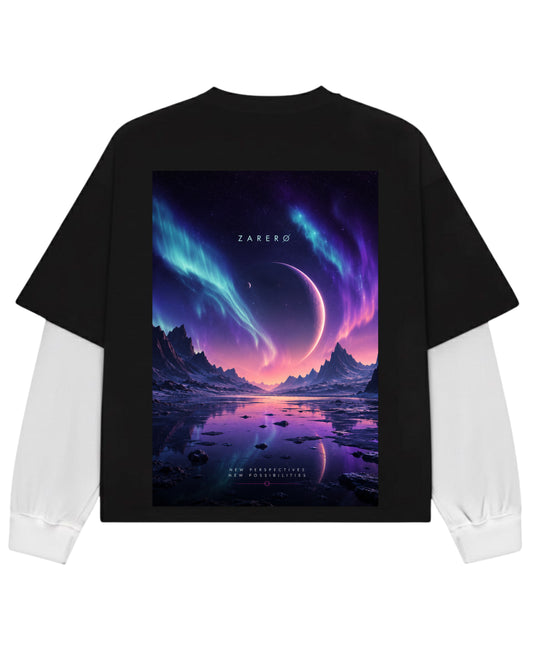 Black With White Sleeve Oversized Tee Back Design