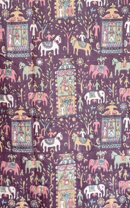 Purple With Intricate Design Printed Men’s Half Sleeves Pure Cotton Shirt